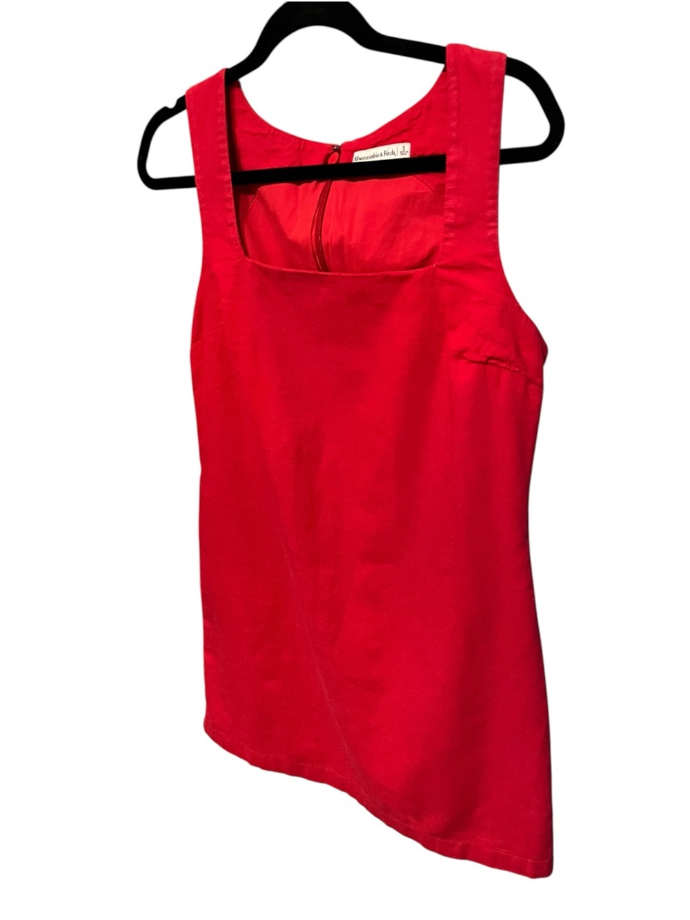 Abercrombie & Fitch Linen Blend Red Square Neck Mini Dress - Size Small - Picture 2 of 7